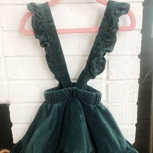 Emerald green corduroy skirt overall